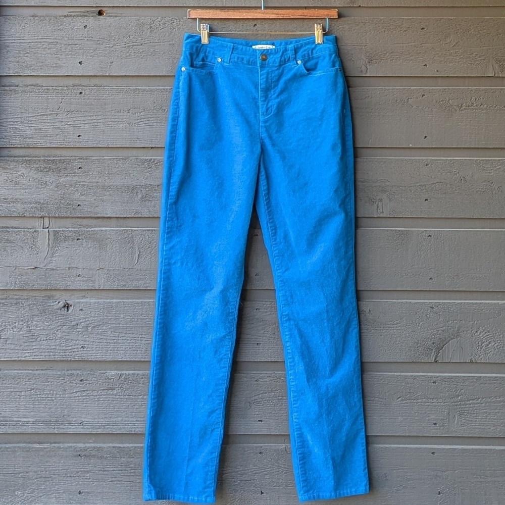 Coldwater Creek Vibrant Blue Stretch Corduroy Straight Leg Pants Size 4